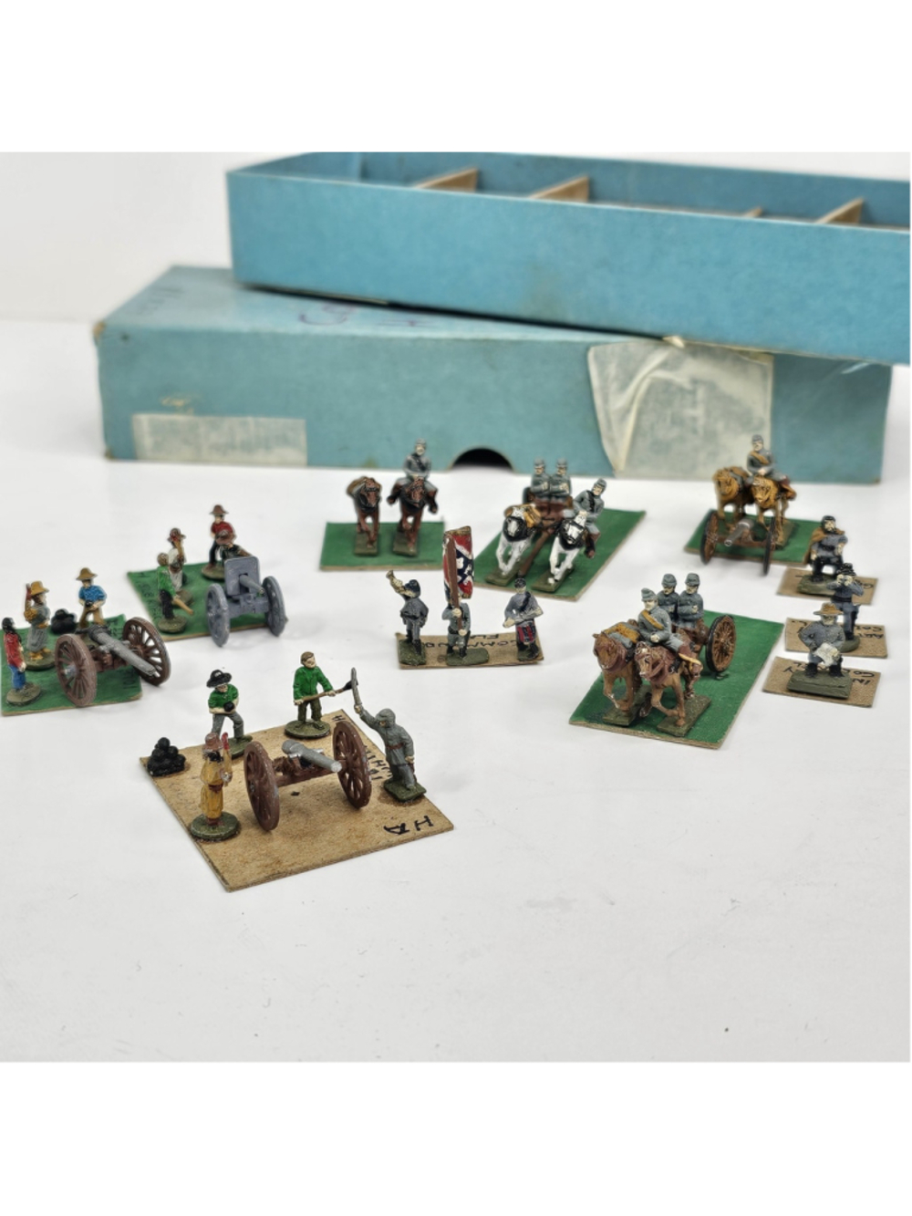 Vintage Painted Lead Militia Civil War Miniature Figurines Cannons Horses Box...